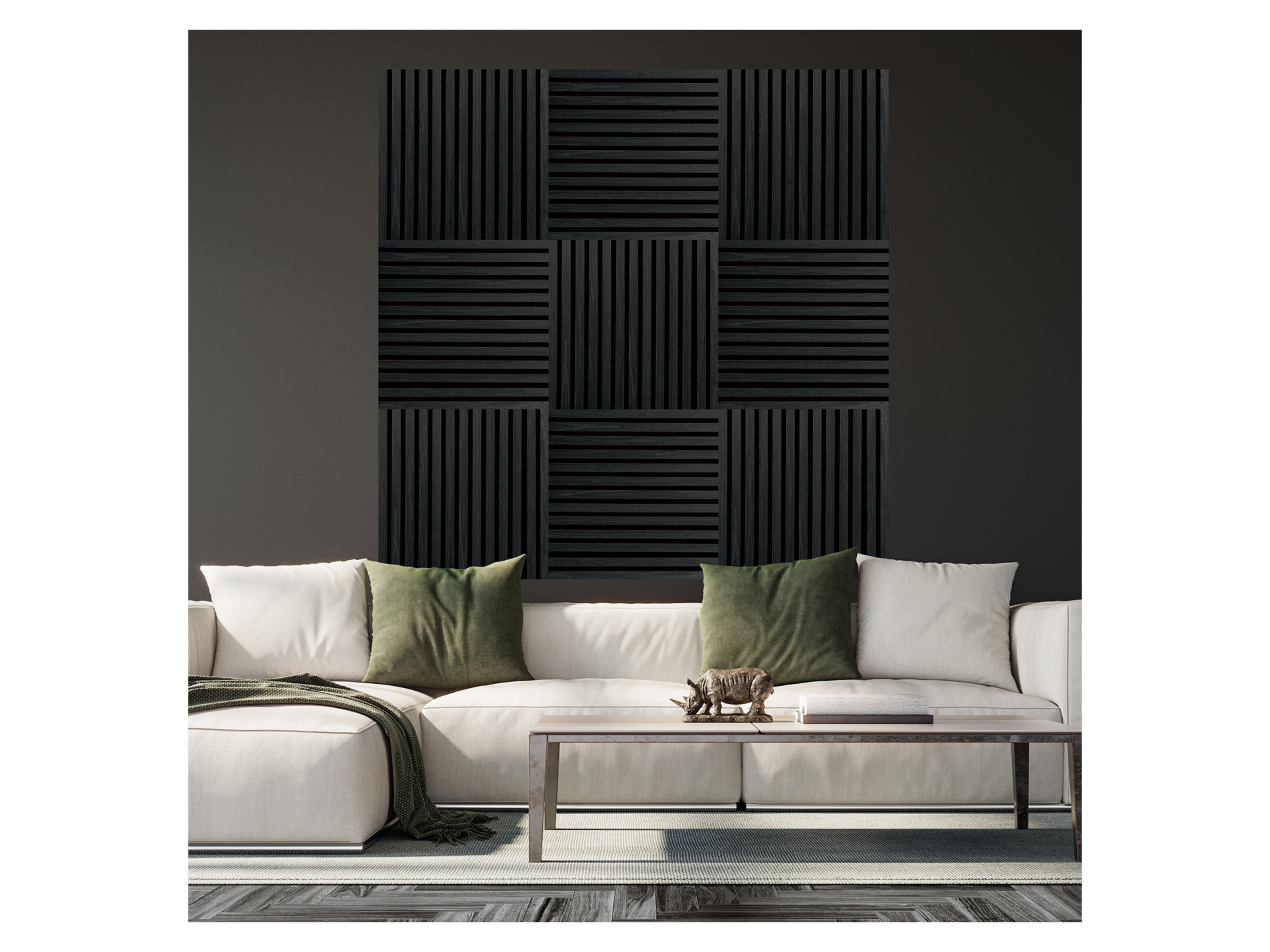 FIBROTECH® Square Akustikpaneele FSC zertifiziert Inhalt. 2 Stück, 52x52x2,2 cm (Black Oak) – Bild 2 von 3