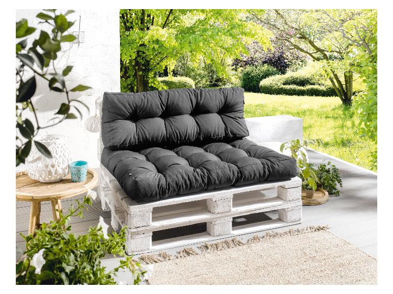 Dunkelgraue Palettenkissen für draußen.