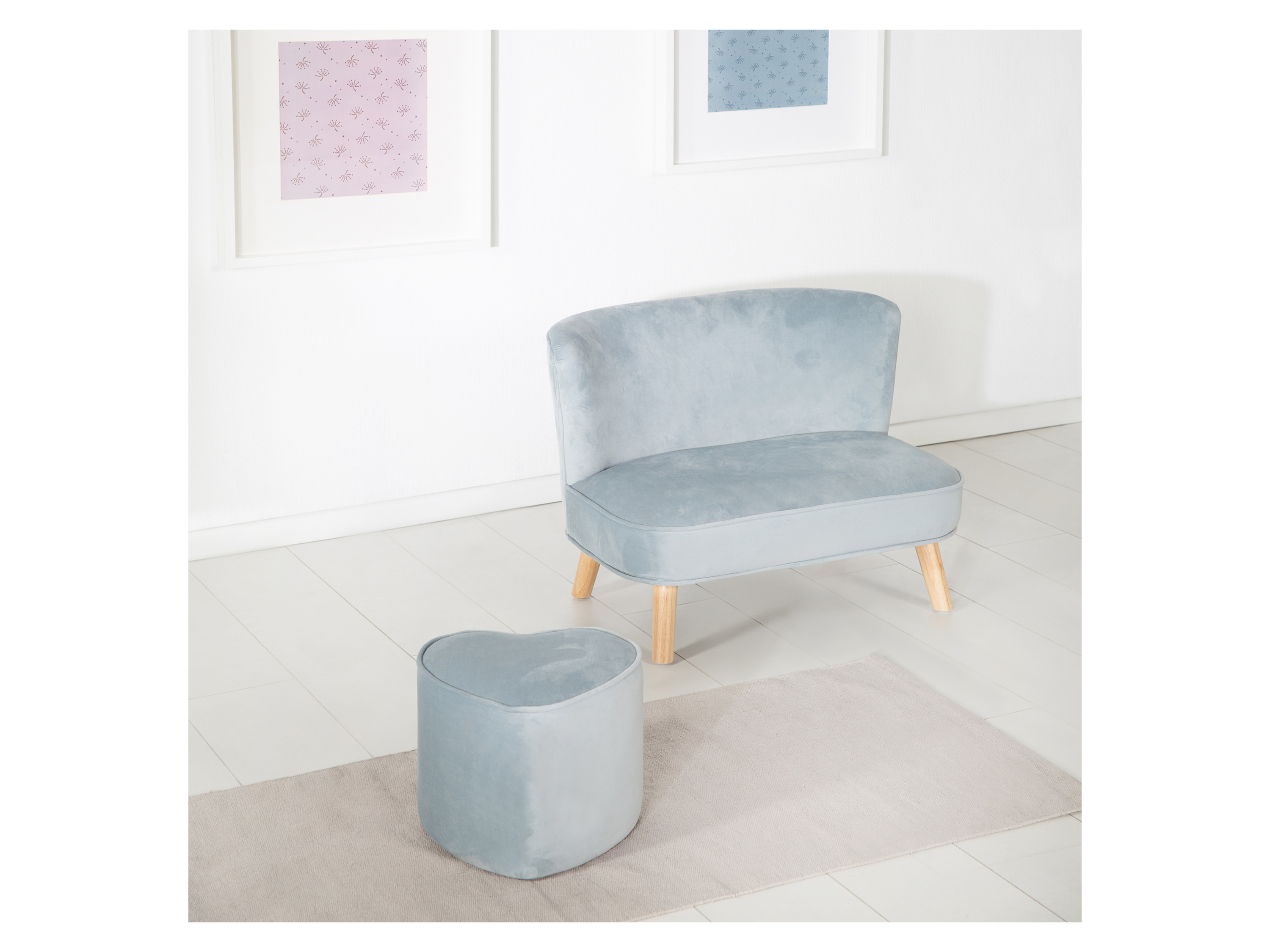 Thumbnail - roba Kindersofa, 2-Sitzer (Skandi Stil, hell blau)