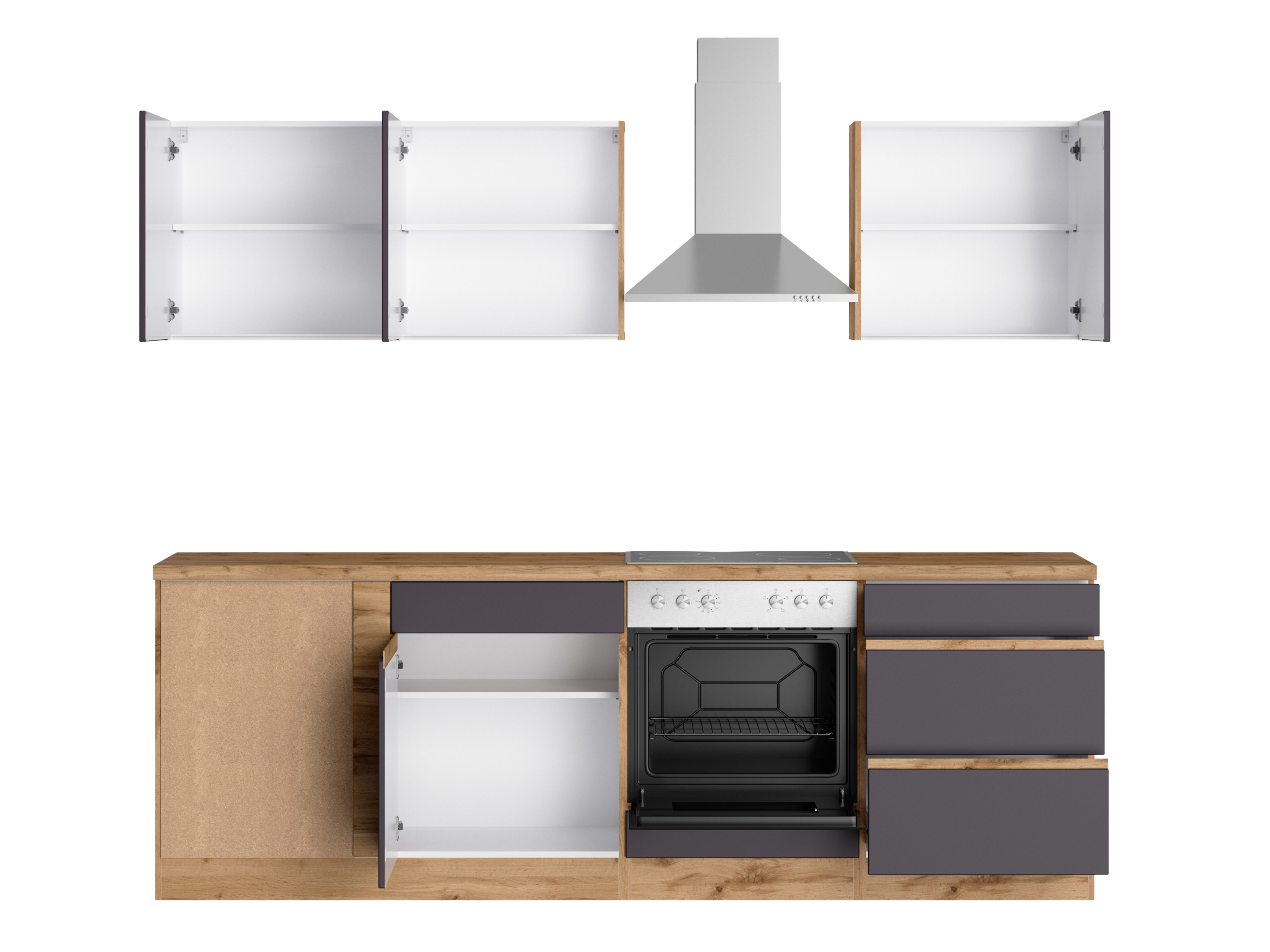 Thumbnail - HELD Berlin Küchenzeile (Breite 240/240 cm, wotaneiche/ matt grau)