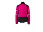 Damen-Sportjacke in Fuchsia und Schwarz mit reflektierenden Details.