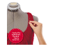 Schneiderpuppe mit rotem Kleid, das die schaumstoffgepolsterte Stoffaußenseite hervorhebt.