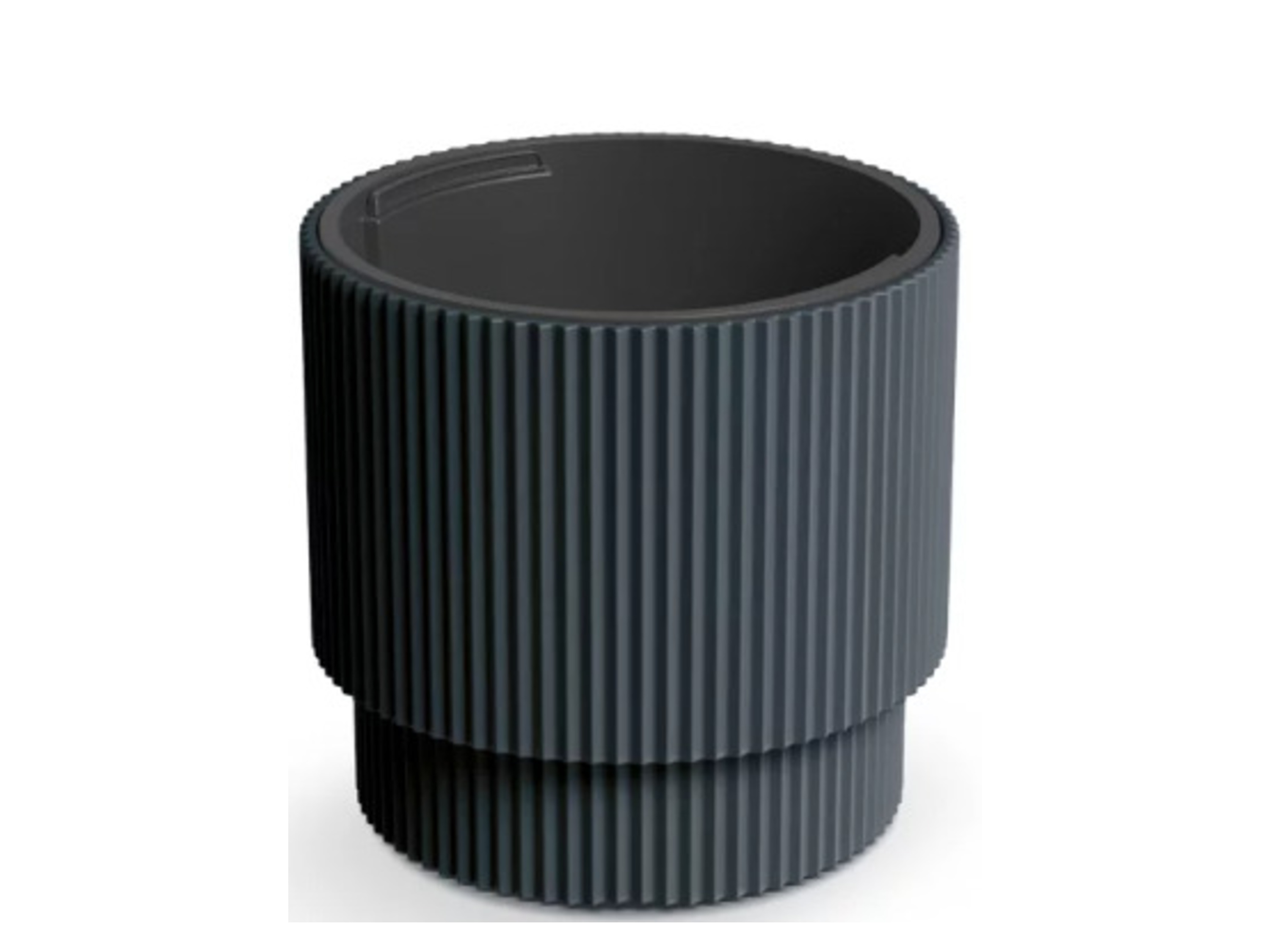 Prosperplast Blumentopf Milly (Anthrazit, 375×395)““ | Ø 375 x H 395 mm, rund Milly ist ein zylindrischer Blumentopf, der sich durch einen größeren Durchmesser an der Spitze und eine Verjüngung am Boden auszeichnet, was ihm ein leichtes und elegantes Aussehen verleiht. Dank dieser Form passt der Blumentopf perfekt zu verschiedenen Arten von Pflanzen in modernen Innenräumen