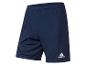 Dunkelblaue Adidas Sport Shorts mit weißem Logo.