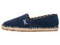 Blaue Wildleder-Espadrilles mit Stickerei und geflochtener Sohle.