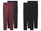 Zwei Paar Leggings, eines in Bordeaux und Marineblau, das andere in Schwarz.