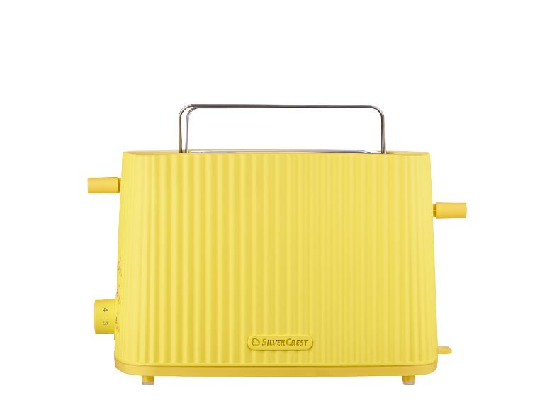 Gelber SilverCrest Toaster auf weißem Hintergrund