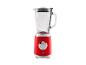 Roter Mixer mit Messbecher und Geschwindigkeitsregelung.