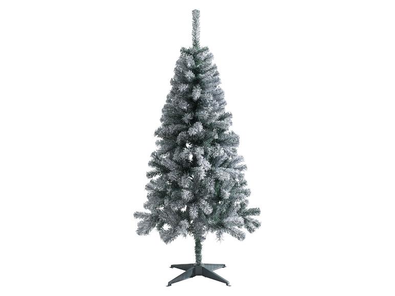 Beflockter künstlicher Weihnachtsbaum mit Ständer.