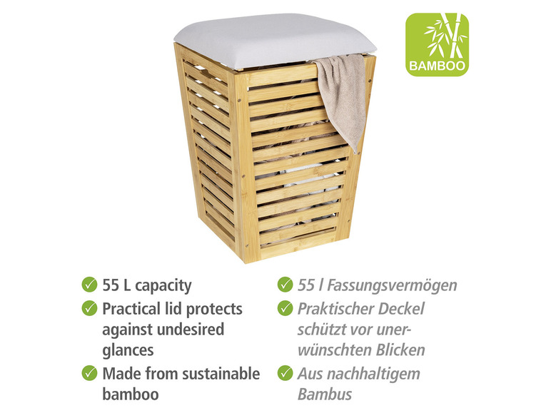 Gehe zu Vollbildansicht: Wenko Bad und Wohnhocker »Bambus«, mit Sitzpolster - Bild 14
