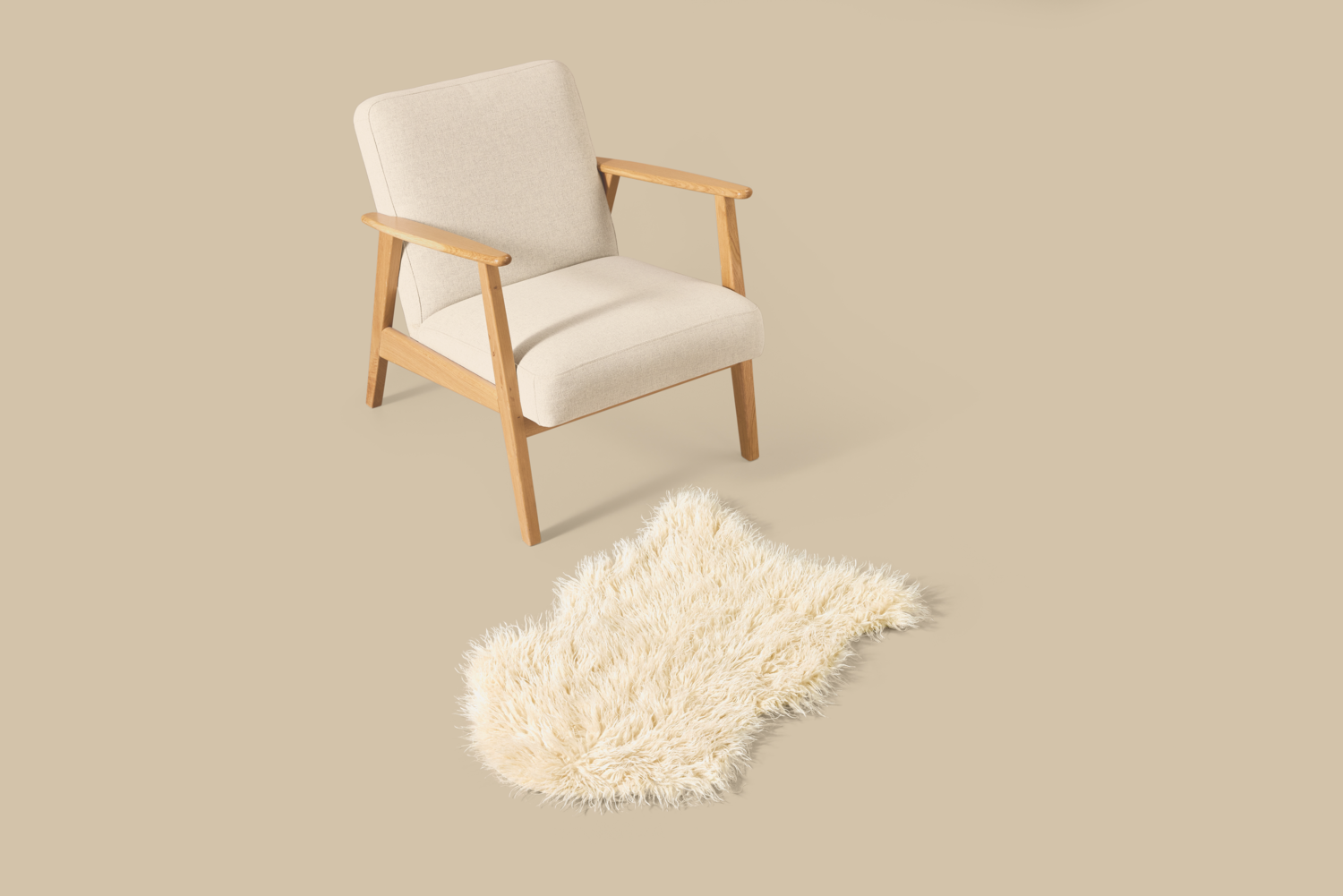 LIVARNO® Teppich Kunstfell 60x90cm (Beige) – Bild 2 von 4