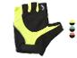 Kurze Fahrradhandschuhe, Neonfarben und schwarz.