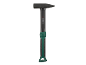 Hammer mit schwarzem Kopf und grünem Griff.