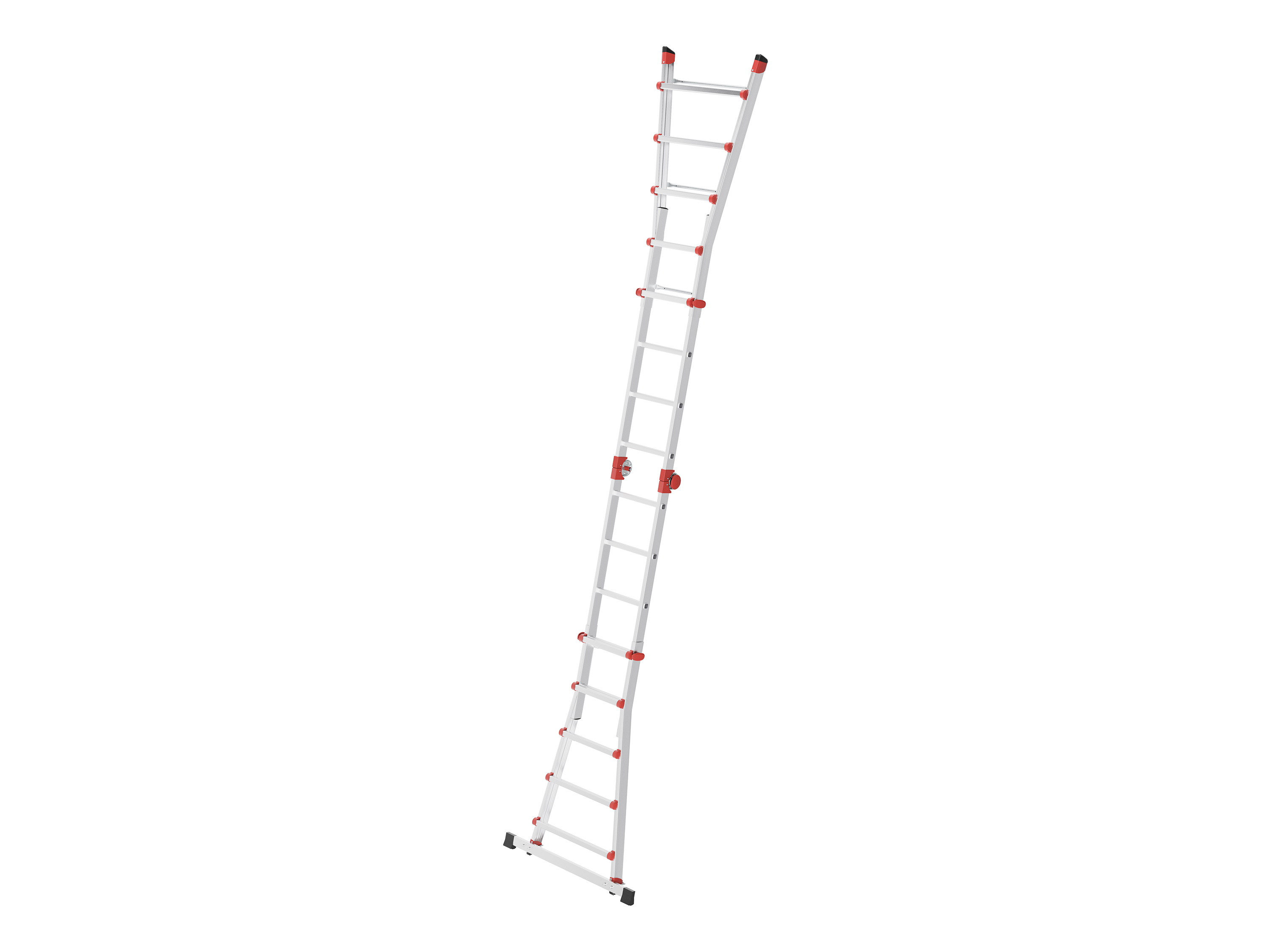 Thumbnail - Hailo  Alu-Multifunktionsleiter »M80«, höhenverstellbar (4x5 Sprossen, silber/rot)