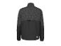 Schwarze Herren-Sportjacke mit dezentem Muster, Rückansicht.