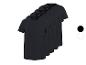 Fünf schwarze Herren-Rundhals-T-Shirts, mit Farboptionen in schwarzen und weißen Kreisen.
