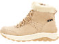 Beiger wasserdichter Winterstiefel mit Kunstfellfutter und profilierter Sohle.