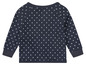 Ein dunkelblaues Langarmshirt mit weißen Punkten.