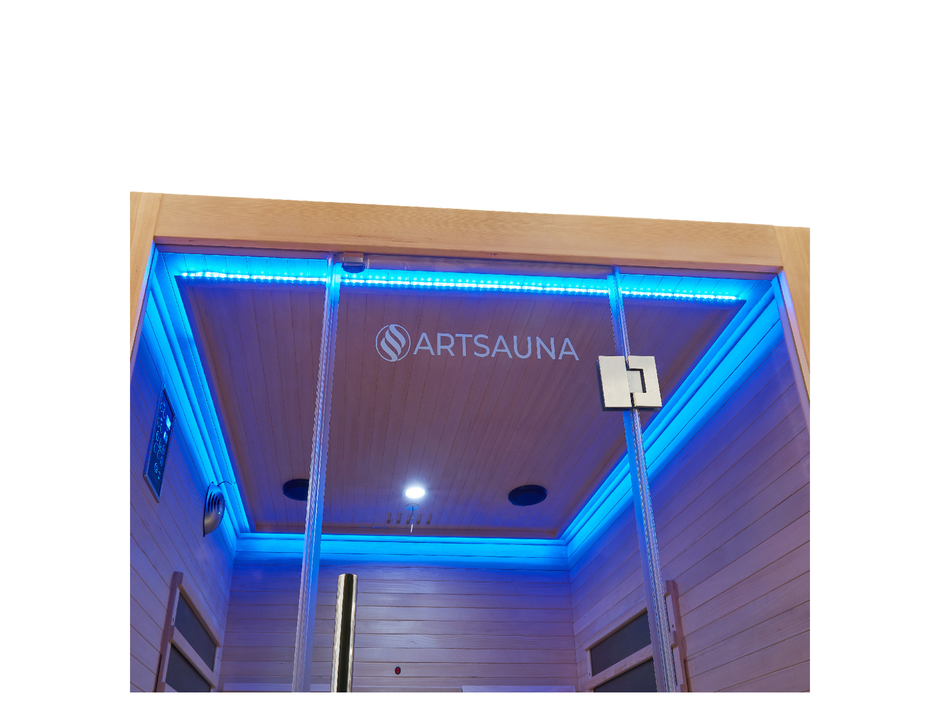 Artsauna Infrarotkabine Helsinki150 Dual-Technologie, für 3 Personen, Hemlockholz, HiFi-System, Ionisator, LED-Farblicht – Bild 3 von 4