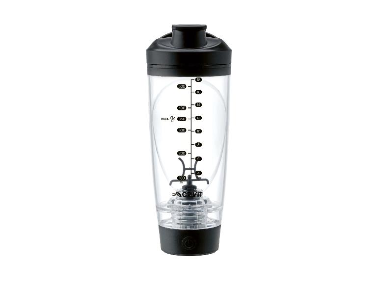 Transparenter Shaker mit schwarzem Deckel und Boden, mit Messskala in ml und fl.oz.