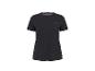 Schwarzes kurzärmeliges Sport-T-Shirt mit kleinem Logo auf der Brust.