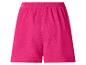 Fuchsiafarbene Damenshorts mit elastischem Bund und gekräuselter Textur.