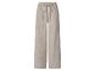Beige weite Musselin-Hose mit elastischem Bund und Kordelzug.
