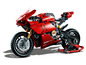 Ein rotes Lego-Modell eines Ducati Panigale V4 Motorrads.