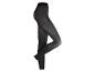 Schwarze Strumpfhose, von der Seite gesehen, auf weißem Hintergrund.
