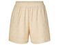 Beige Shorts mit einem detaillierten Blumenmuster.