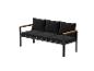 Schwarzes Dreisitzer-Outdoor-Sofa mit Holzarmlehnen
