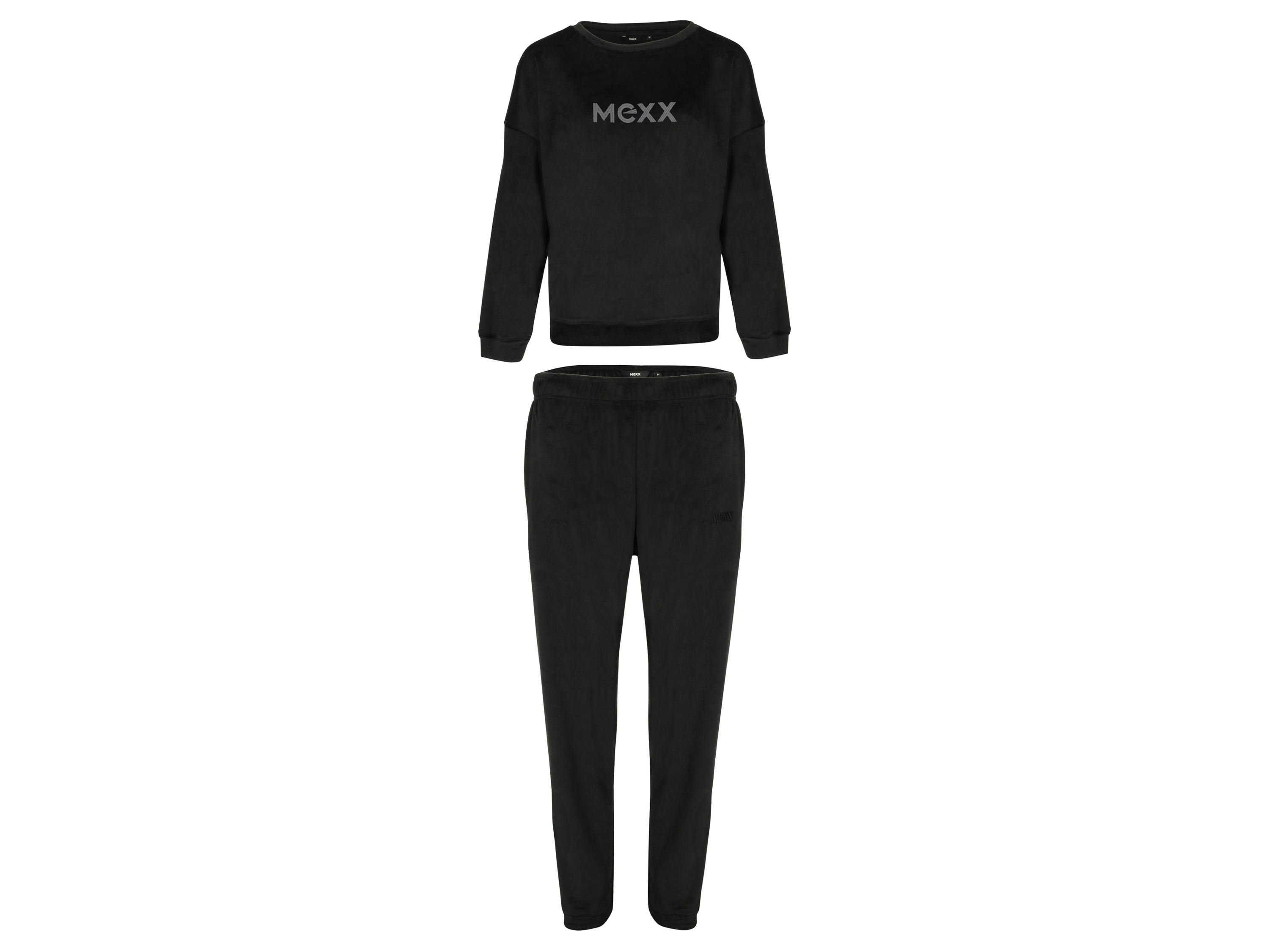 MEXX Damen Fleece-Pyjama, 2-teilig (Schwarz, L)