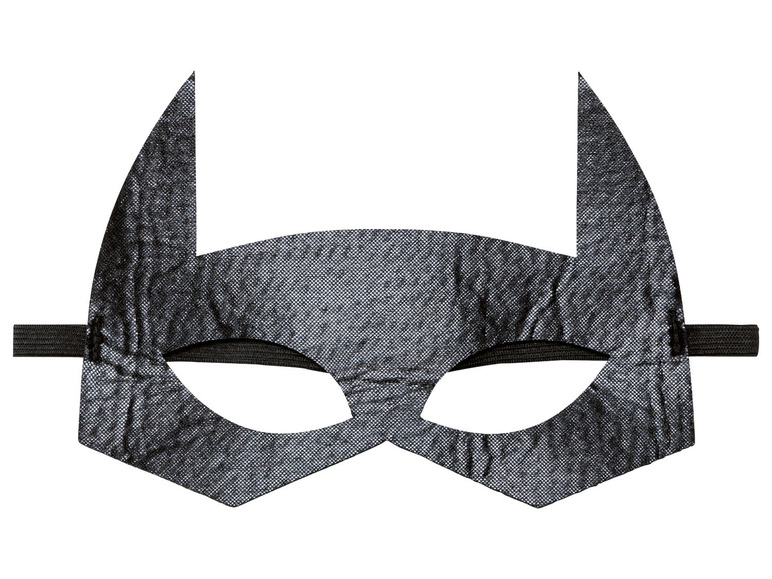 Eine schwarze Batman-Maske mit Gummiband.