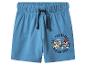 Blaue Kinder-Shorts mit elastischem Bund und Cartoon-Charakter-Print.