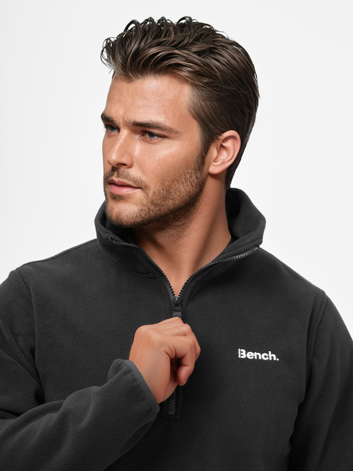 Thumbnail - BENCH Herren Pullover mit Reißverschluss (Schwarz, L)