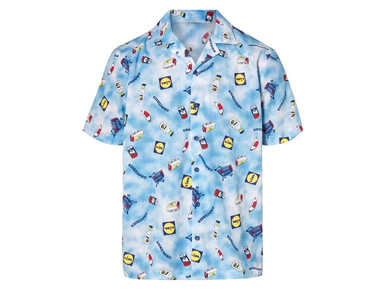 Lidl Kurzarmhemd mit Lebensmittel-Print.