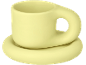 Hellgelbe Keramiktasse mit Untertasse