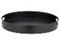 Rundes schwarzes Tablett mit Griffen, moderner Stil.