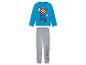 Kinderpyjama Super Mario: Langarmshirt blau, graue Hose.