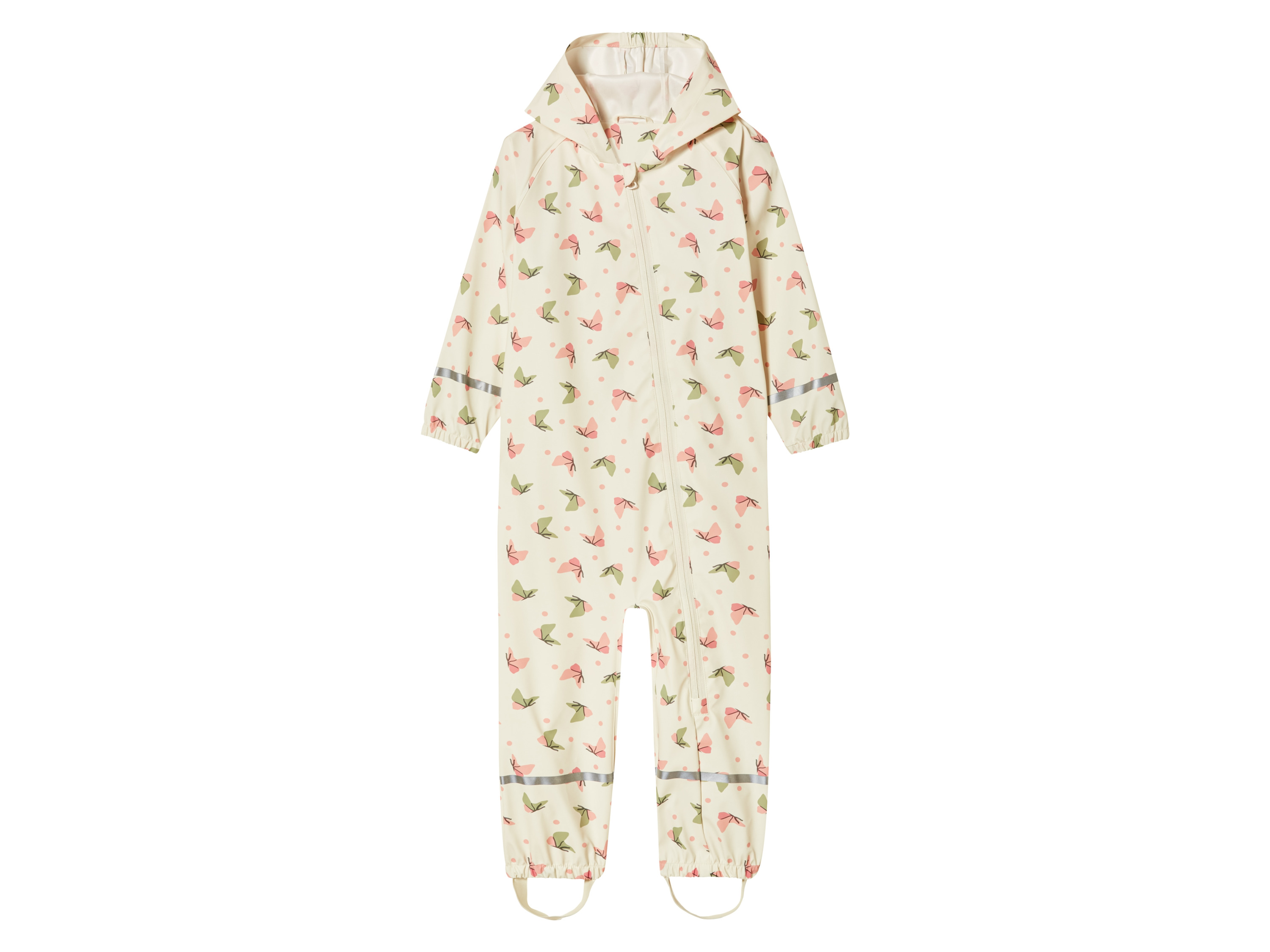 lupilu® Baby Kleinkinder Mädchen Overall (Beige, 110/116)““ | rosa Muster: – Detail: mit reflektierenden Deko-Elementen aus 3M Scotchlite Kapuze mit Teilgummizug sowie Gummizug an Ärmel- und Beinsaum