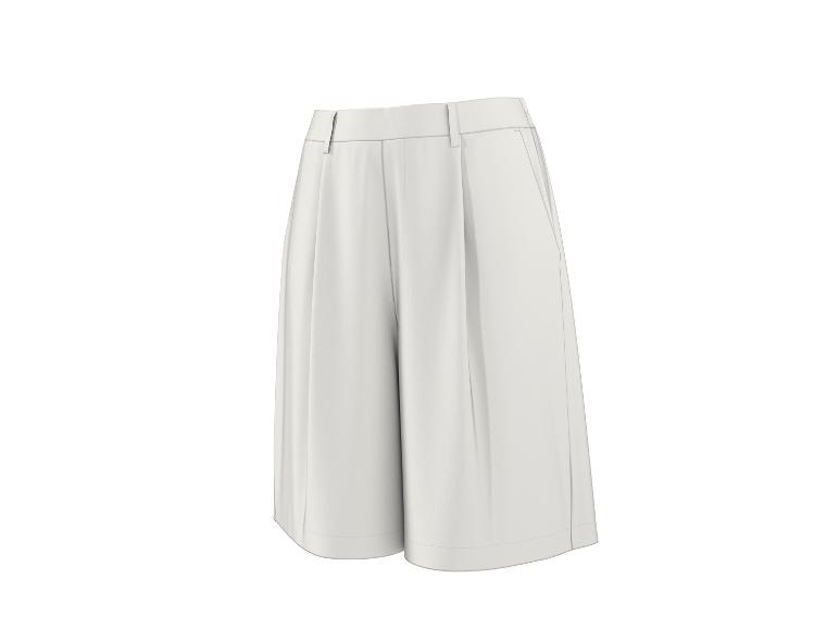 Weiße weite Culotte-Hose mit hoher Taille und Falten.