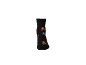 Schwarze Socke mit bunten Cartoon-Helden.