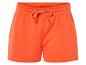 Orangefarbene Jogging Shorts mit Kordelzug.