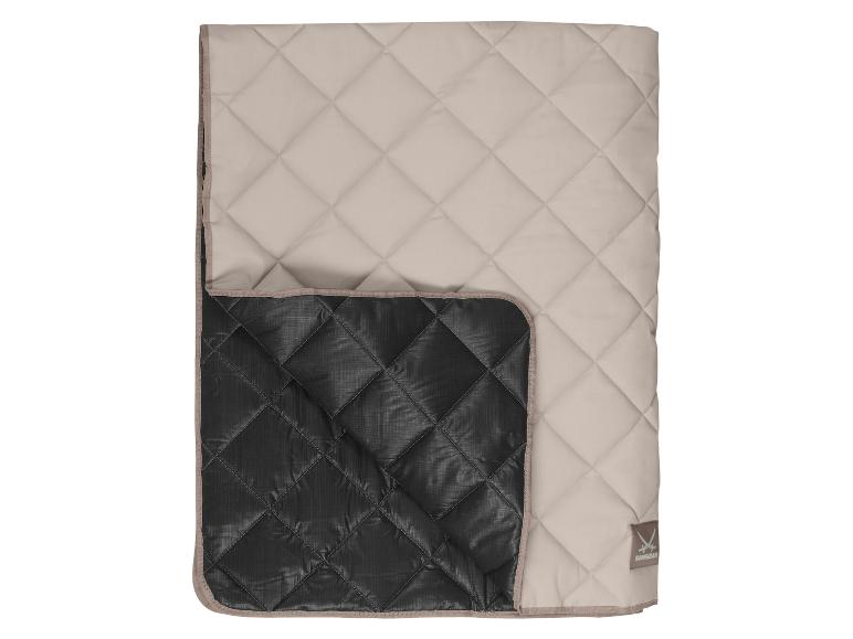 Gesteppte Decke in Beige und Schwarz mit kleinem Logo-Etikett