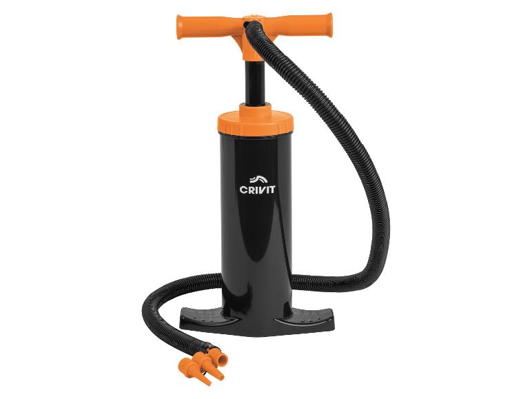 Crivit Fußpumpe, schwarz-orange, zum Aufpumpen.