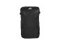 Schwarzer Sportrucksack mit Punktmuster und stilisiertem Logo.