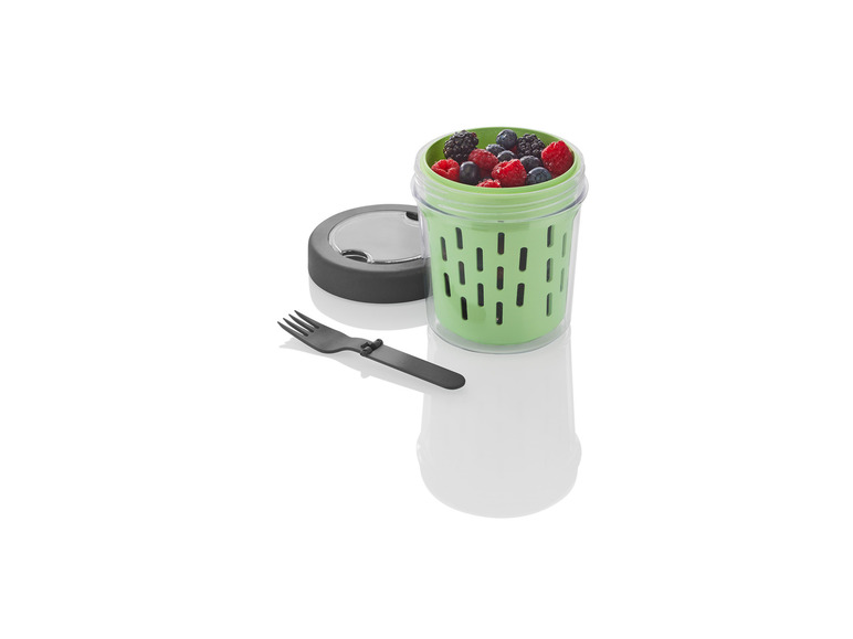 Gehe zu Vollbildansicht: ERNESTO® Obst- / Joghurt-to-go-Box, mit Klappgabel - Bild 15