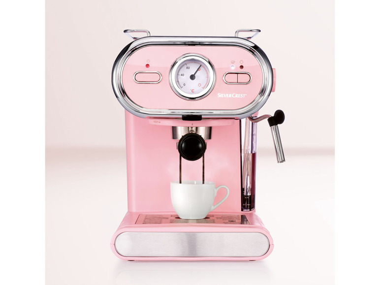 SILVERCREST® KITCHEN TOOLS Espressomaschine/Siebträger Pastell SEM rosa 1100 D3