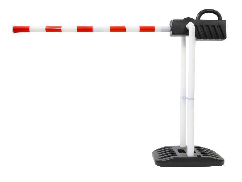 Plastik-Straßensperre mit horizontalem weiß-rotem Balken.