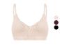 Damen-Bralette in Beige mit Spitze und Rippenstruktur, erhältlich in drei Farben.